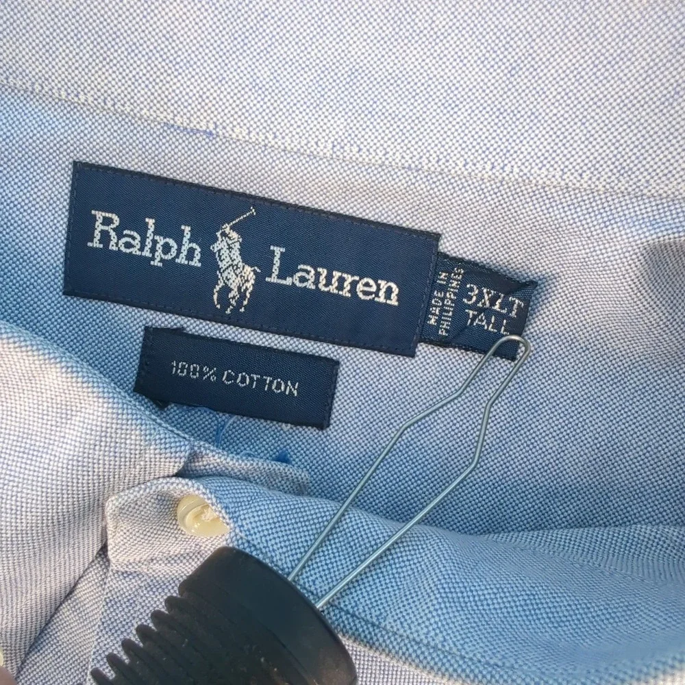 Ralph Lauren Mens 3XLT Tall Light Blue Cotton Oxford Button Down Shirt 1043